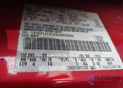 2003 Ford Expedition Xlt z USA, uszkodzony, nr VIN 1FMFU15L23LA83050